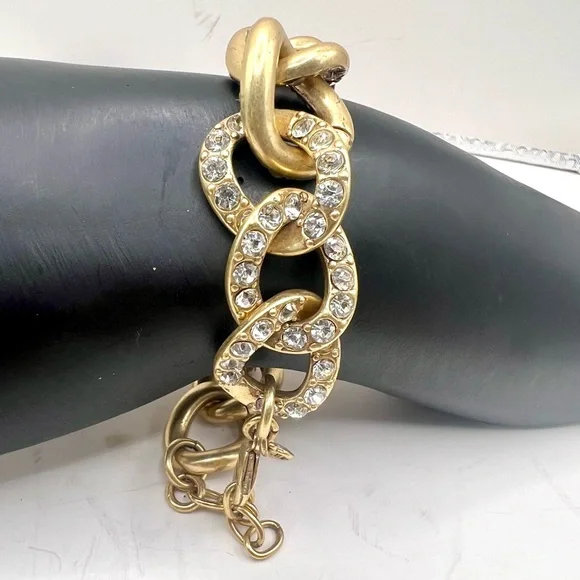 J. Crew Gold and Rhinestone Accented Link Bracelet - Picture 1 of 4